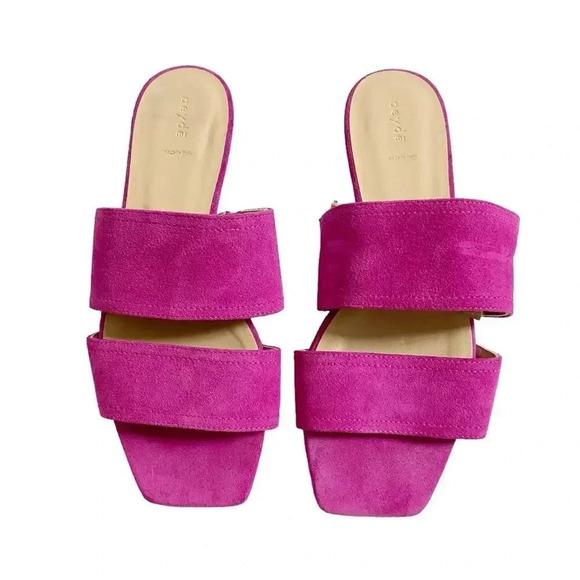 NEW Aeyde Mattea Hot Pink Suede Slides size 37 US 7 - Picture 2 of 9